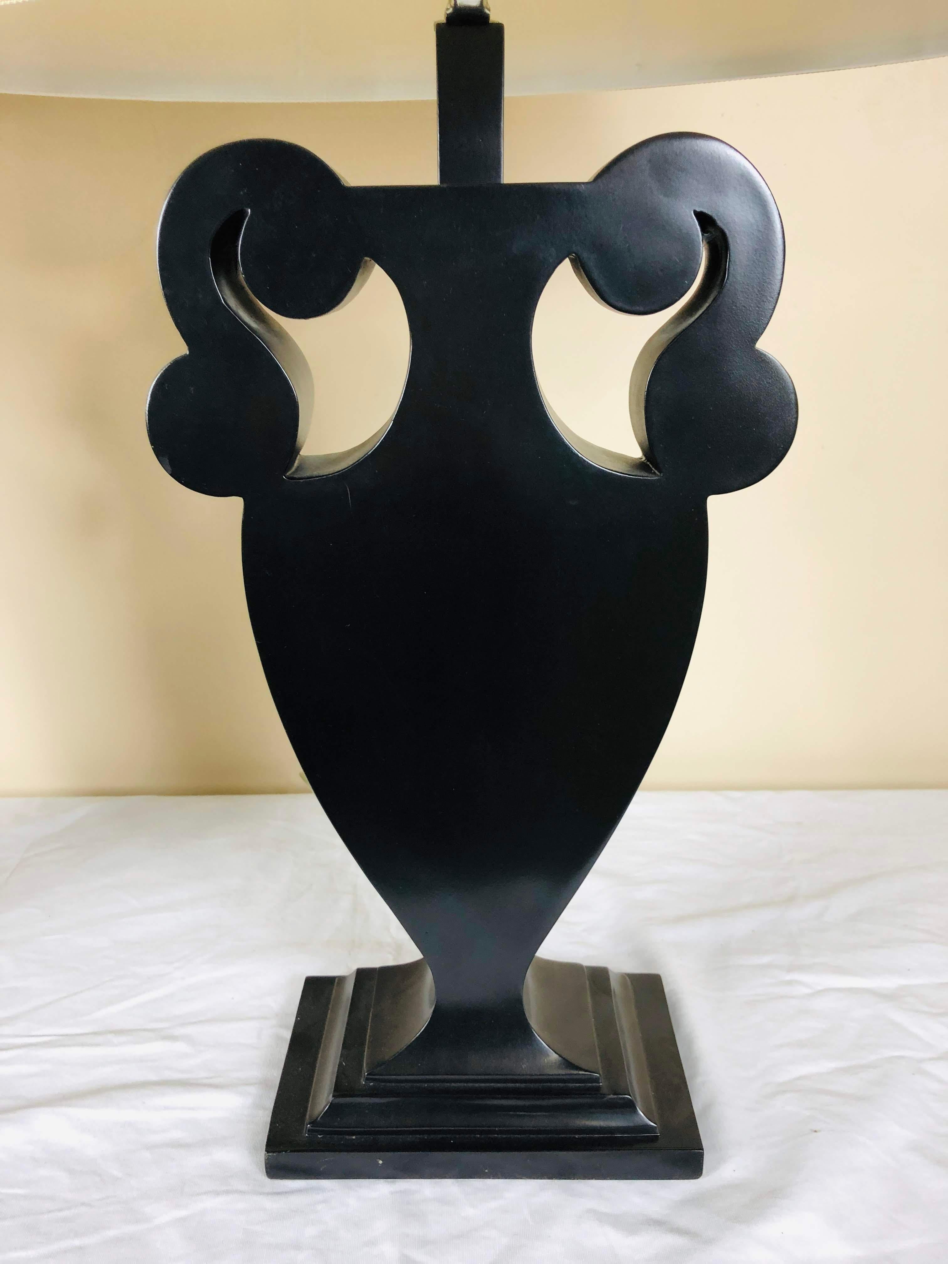 Pair of Ebonized Wood Vase Table Lamps 1
