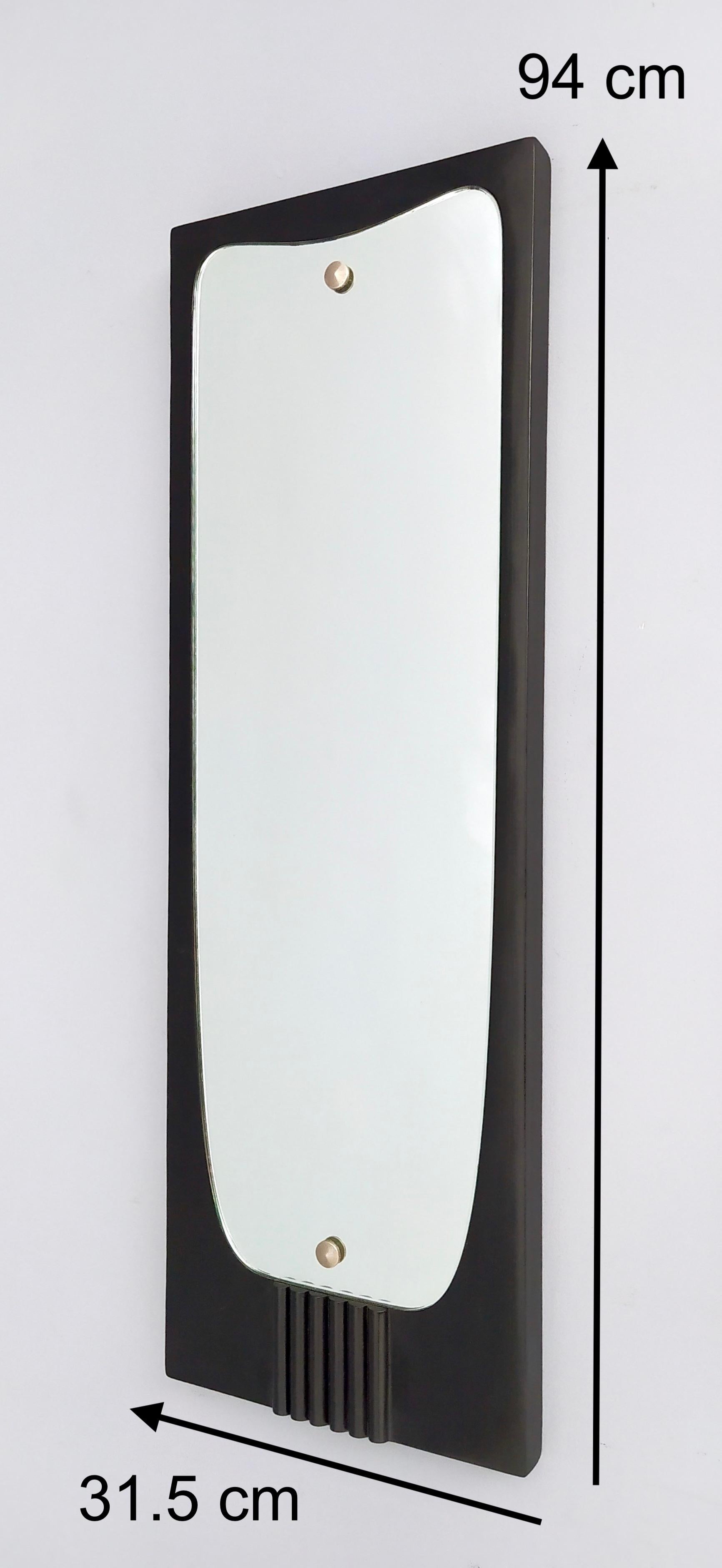 Pair of Vintage Ebonized Wood Wall Mirrors Attr. to Osvaldo Borsani, Italy For Sale 6