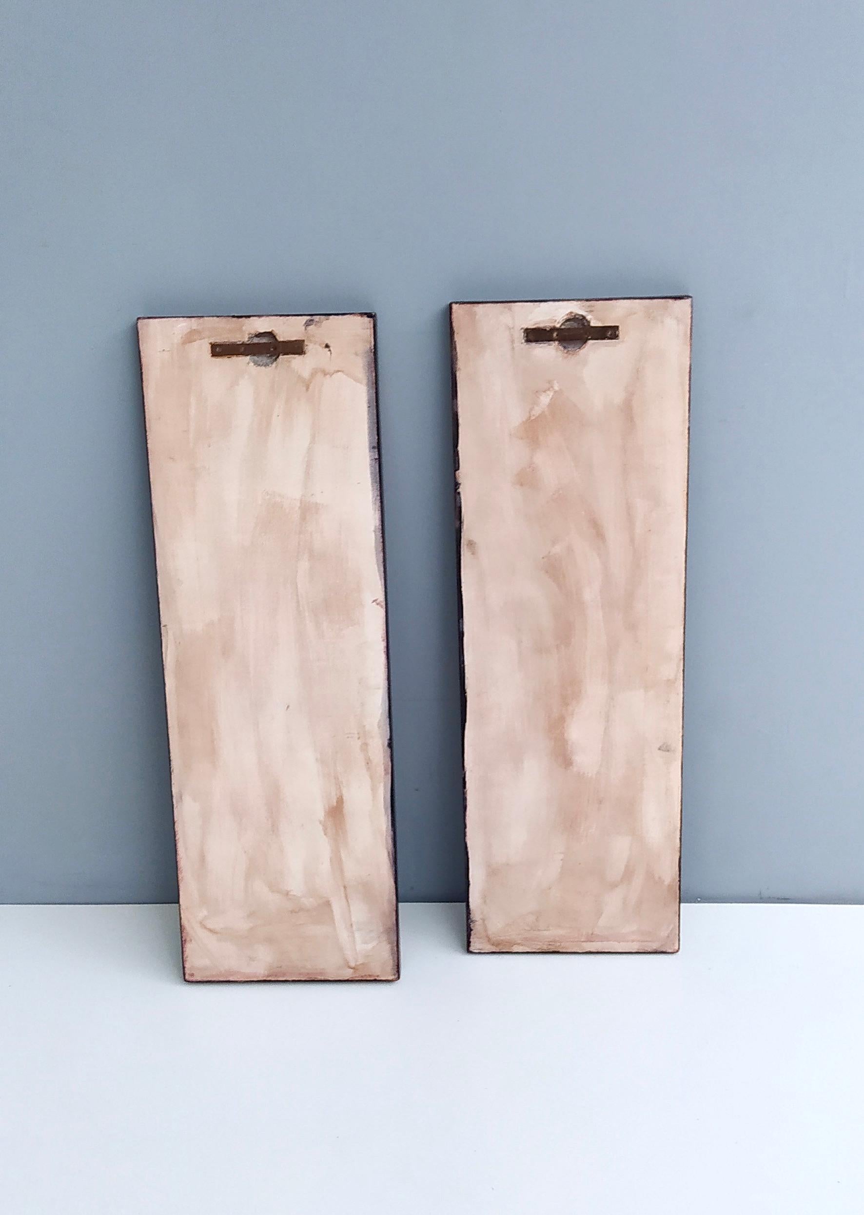 Paar schwarze, ebonisierte Vintage-Wandspiegel aus Holz, Osvaldo Borsani zugeschrieben, Italien (Mitte des 20. Jahrhunderts) im Angebot