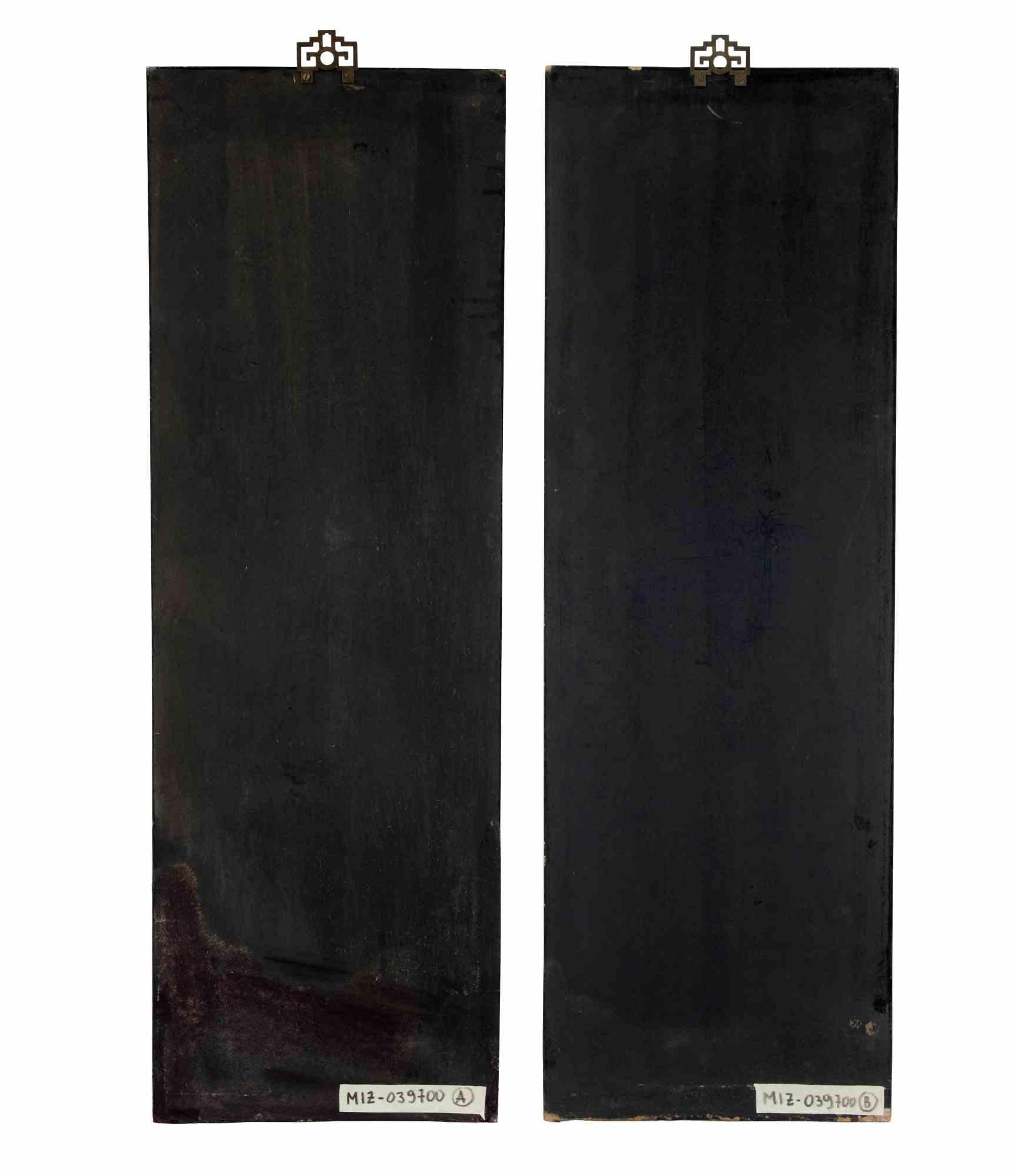 Pair of Ebonized Wooden Panels, Early 20th Century For Sale 6