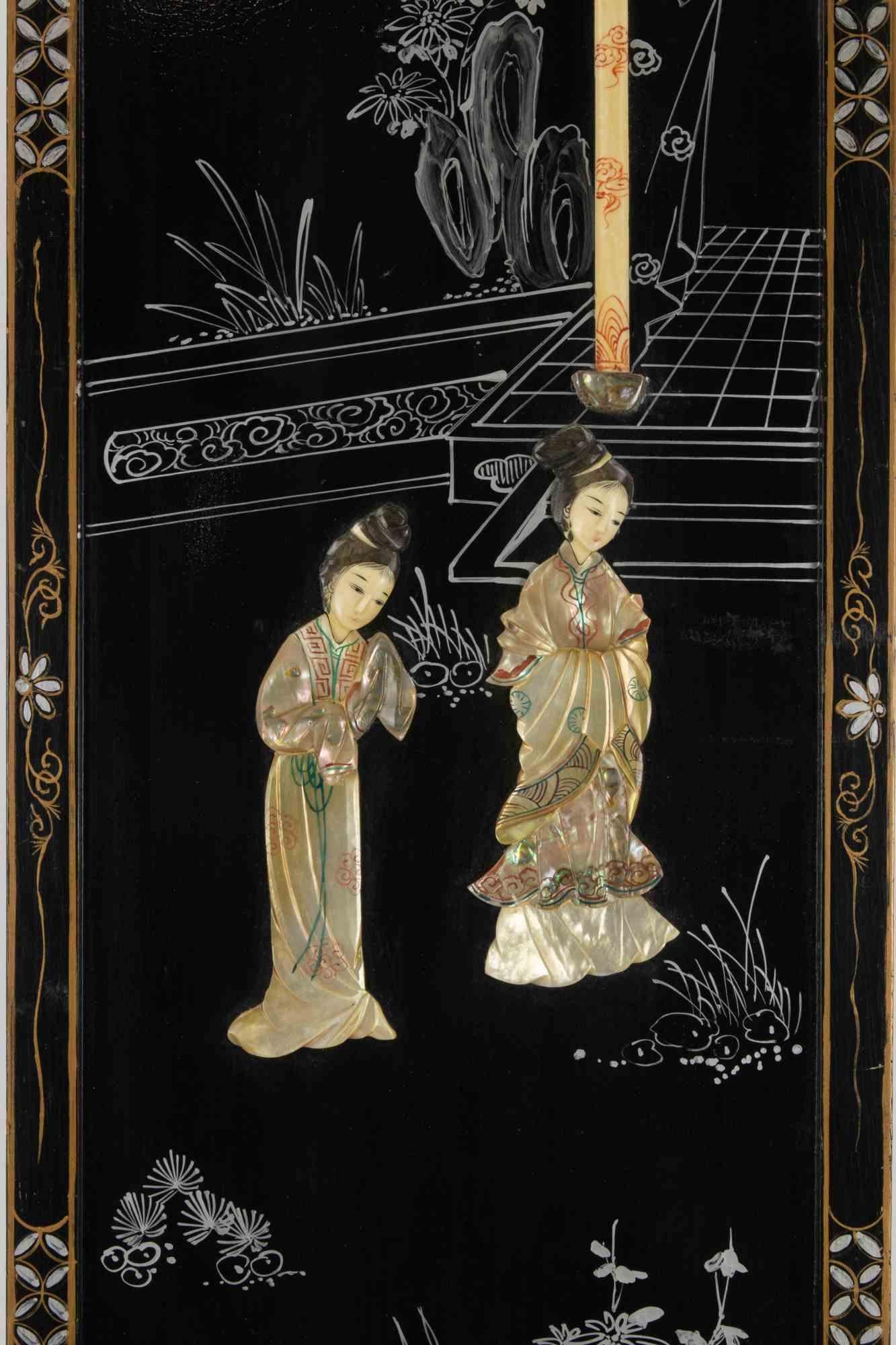 Pair of Ebonized Wooden Panels, Early 20th Century In Good Condition For Sale In Roma, IT