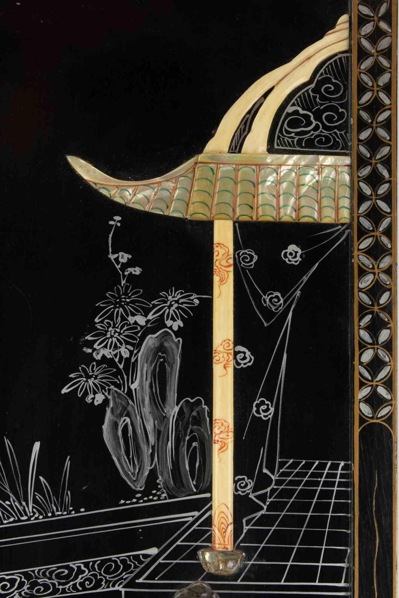Pair of Ebonized Wooden Panels, Early 20th Century For Sale 1