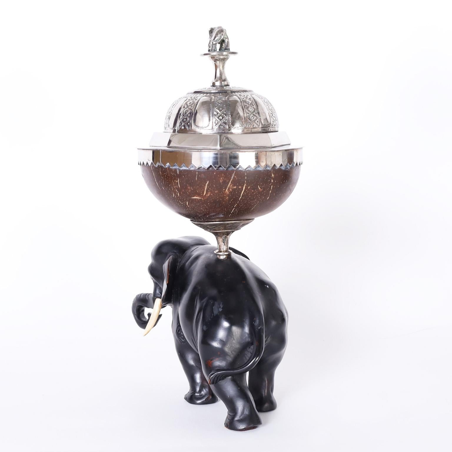 20th Century Pair of Ebony and Coconut Tea Caddies For Sale
