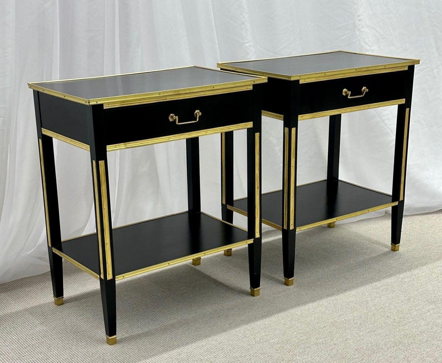 20th Century Pair of Ebony End / Side Tables, Night Tables, Maison Jansen Style, Hollywood For Sale