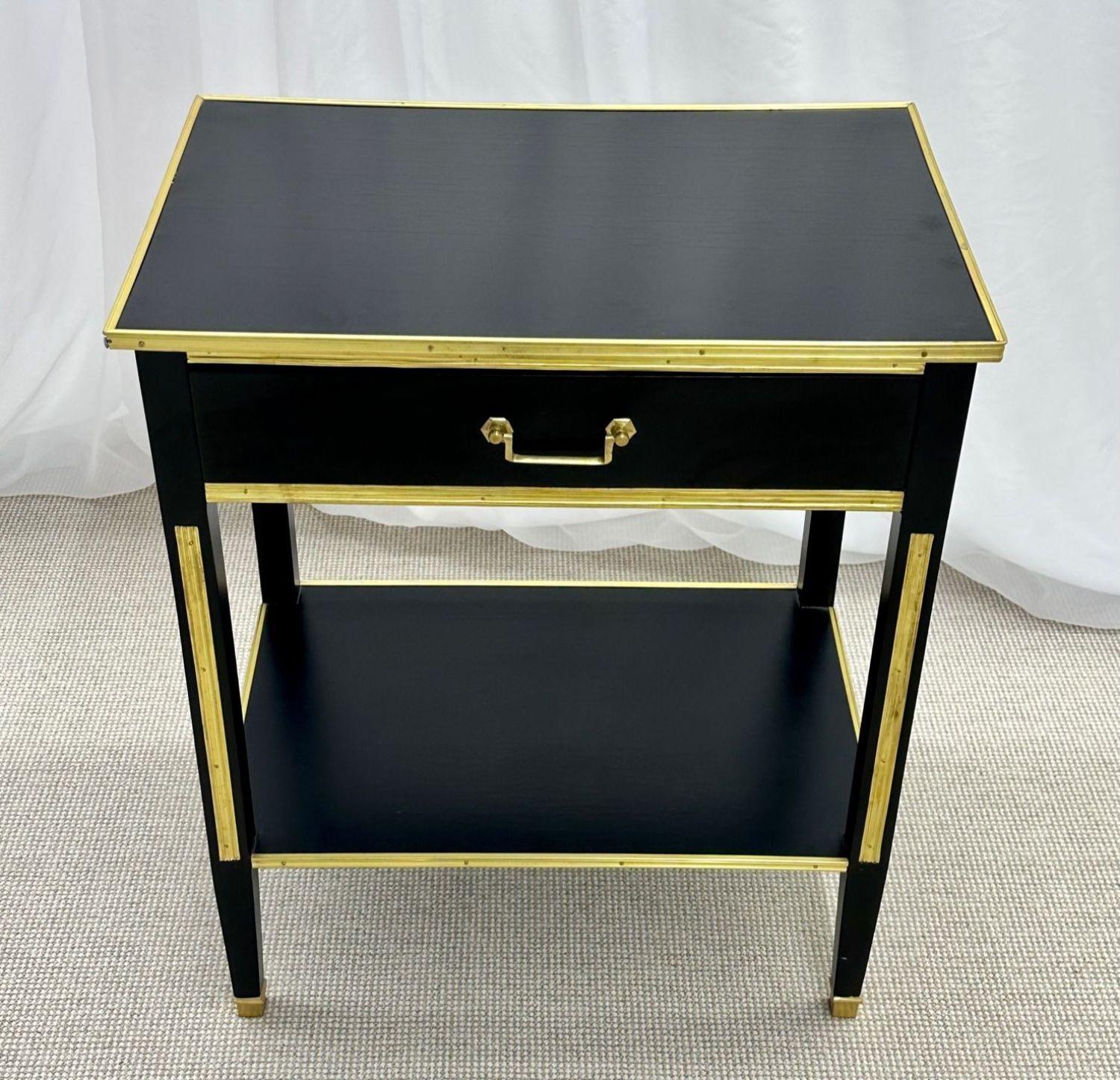 Pair of Ebony End / Side Tables, Night Tables, Maison Jansen Style, Hollywood For Sale 2