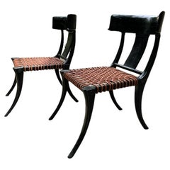 Pair of Ebony Klismos Chairs