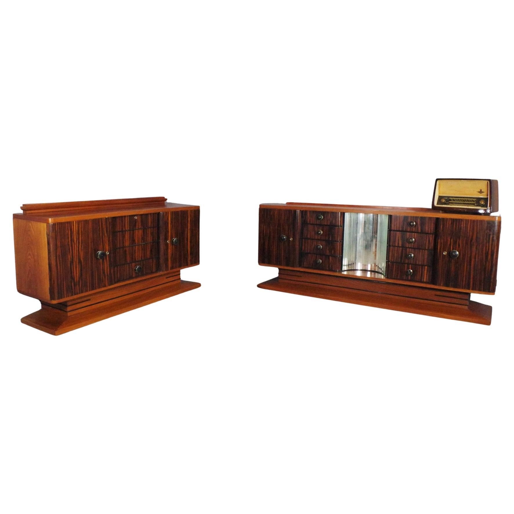 Pair of Ebony Sideboards – 1940s Vintage Elegance