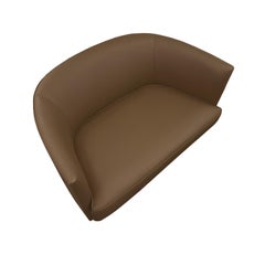 Paar Ecart Design Canapes „W“ aus schokoladenbraunem Leder