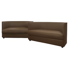 Paire de canapés Ecart Design « W » en cuir chocolat