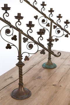 Pair of Ecclesiastical Brass Candelabra, Early 20th Century