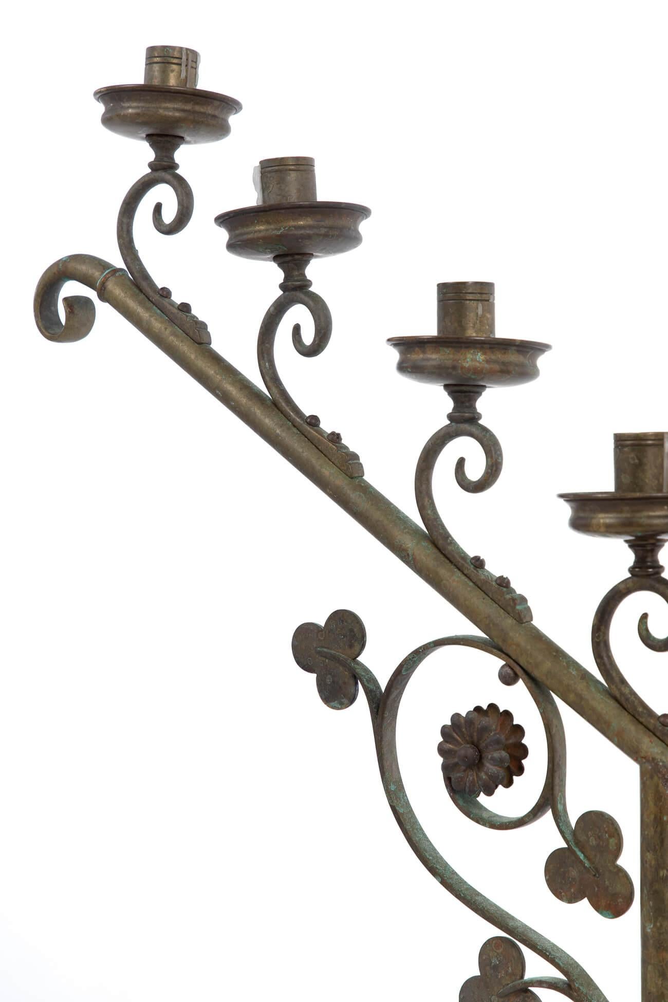 Pair of Ecclesiastical Brass Candelabra, Early 20th Century In Good Condition For Sale In Faversham, GB