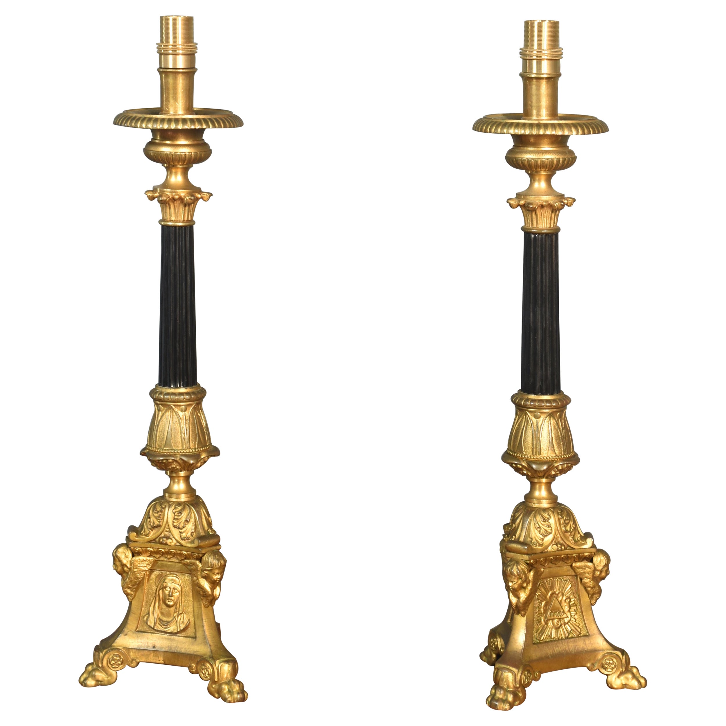 Pair of ecclesiastical table lamps