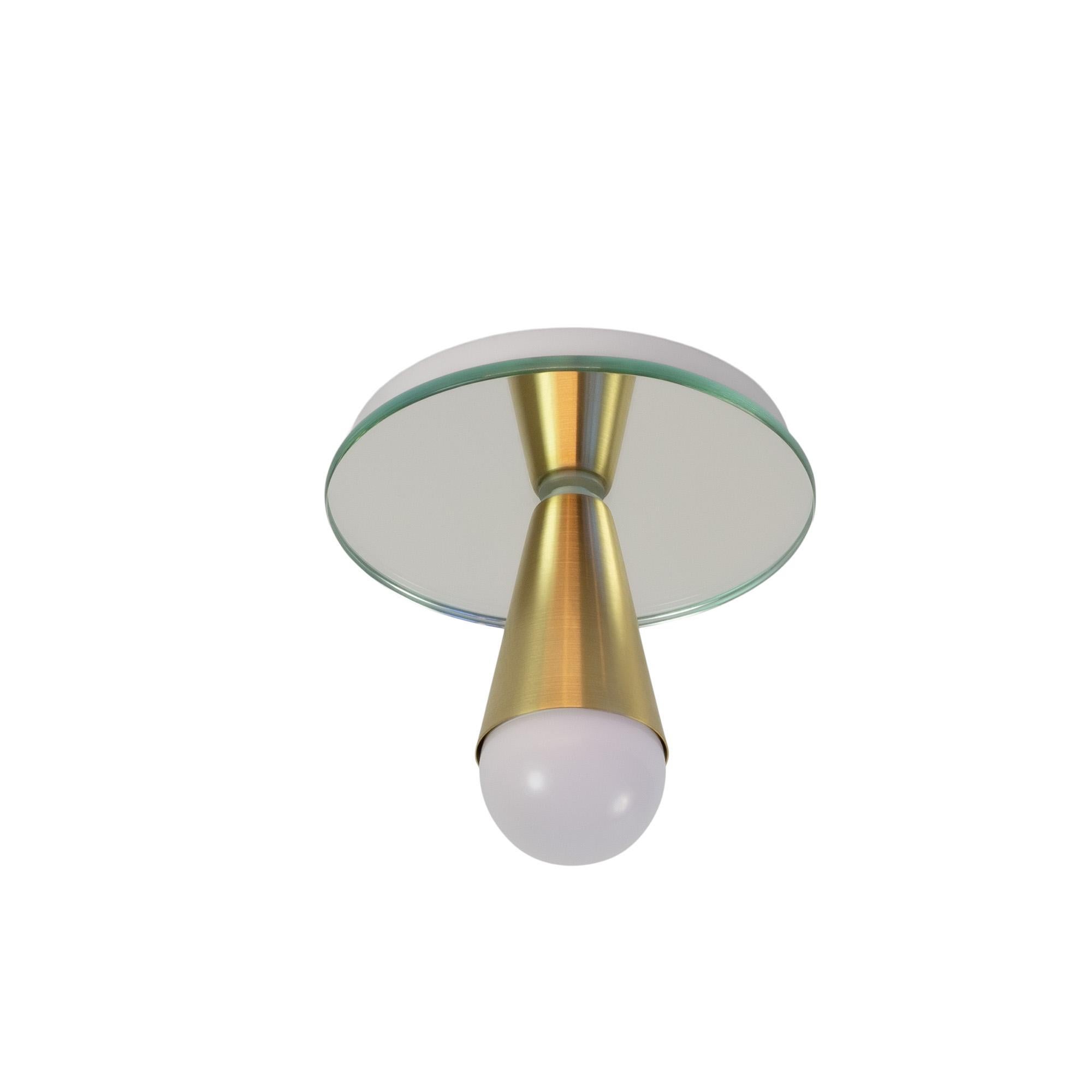 Modern Pair of Echo One Flush Mount in Brass, from Souda, in Stock For Sale