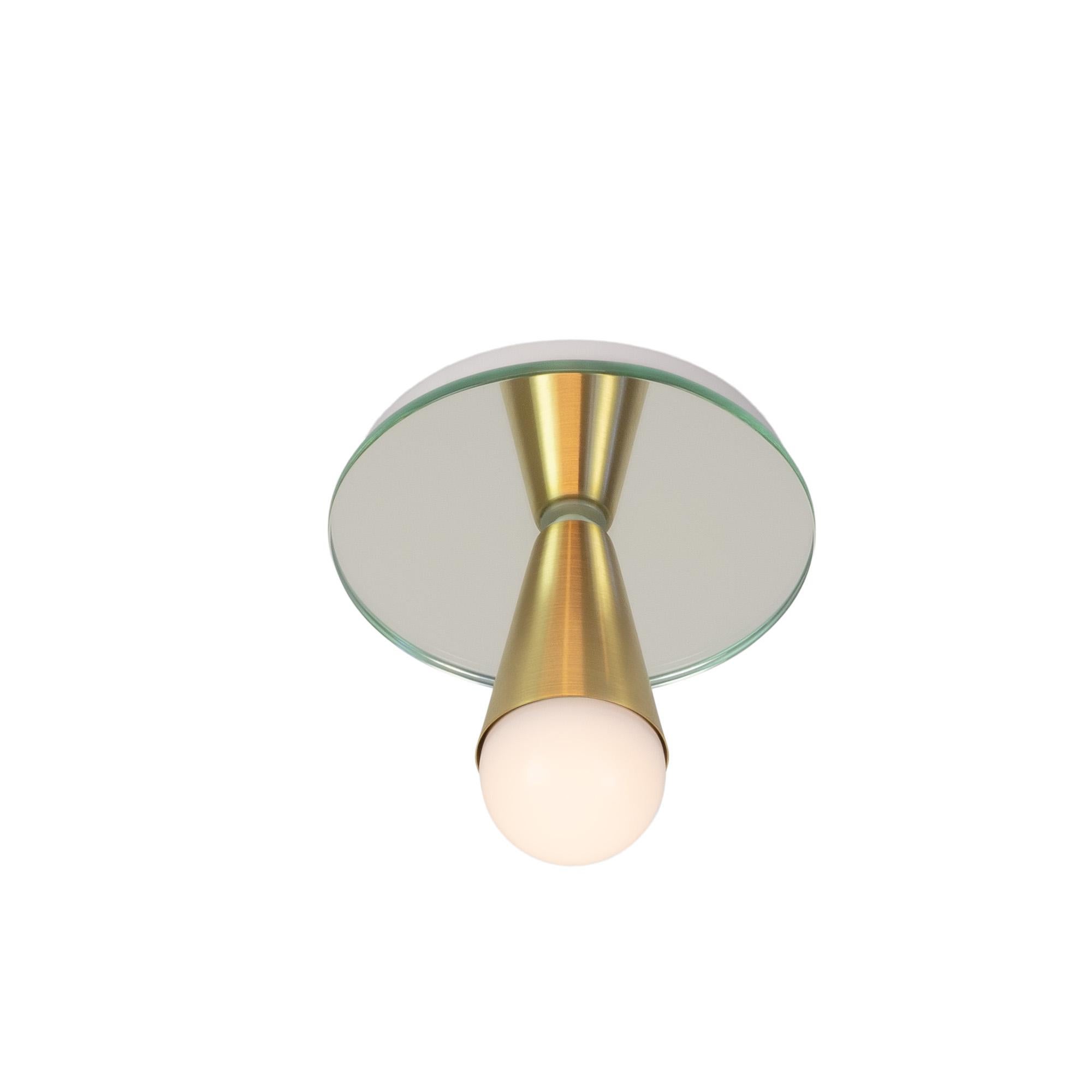 American Pair of Echo One Flush Mount in Brass, from Souda, in Stock For Sale