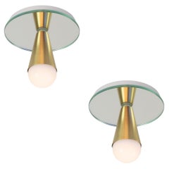 Pair of Echo One Flush Mount in Brass, from Souda, Made to Order
