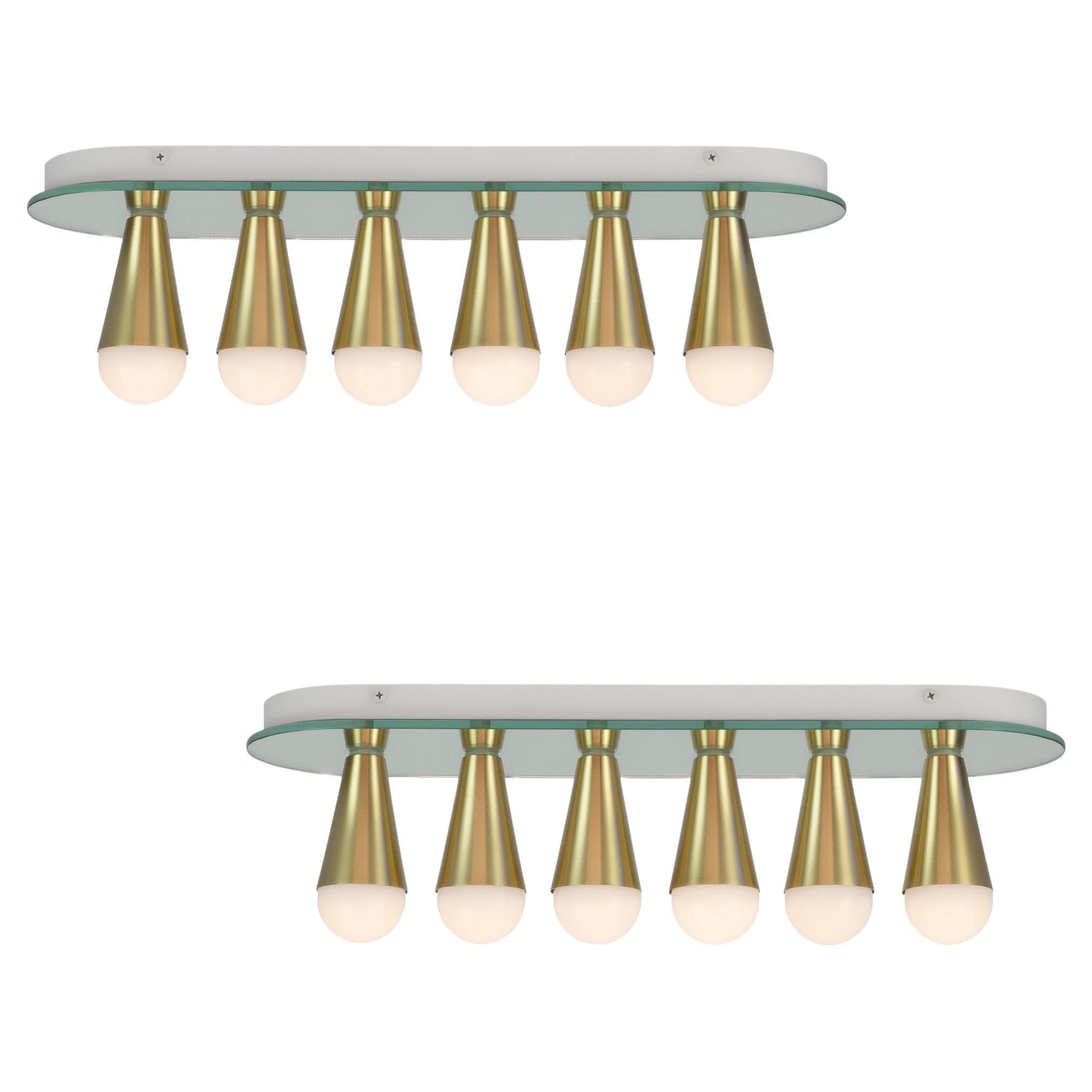 Pair of Echo Six Flush Mounts in Brass, from Souda, Made to Order