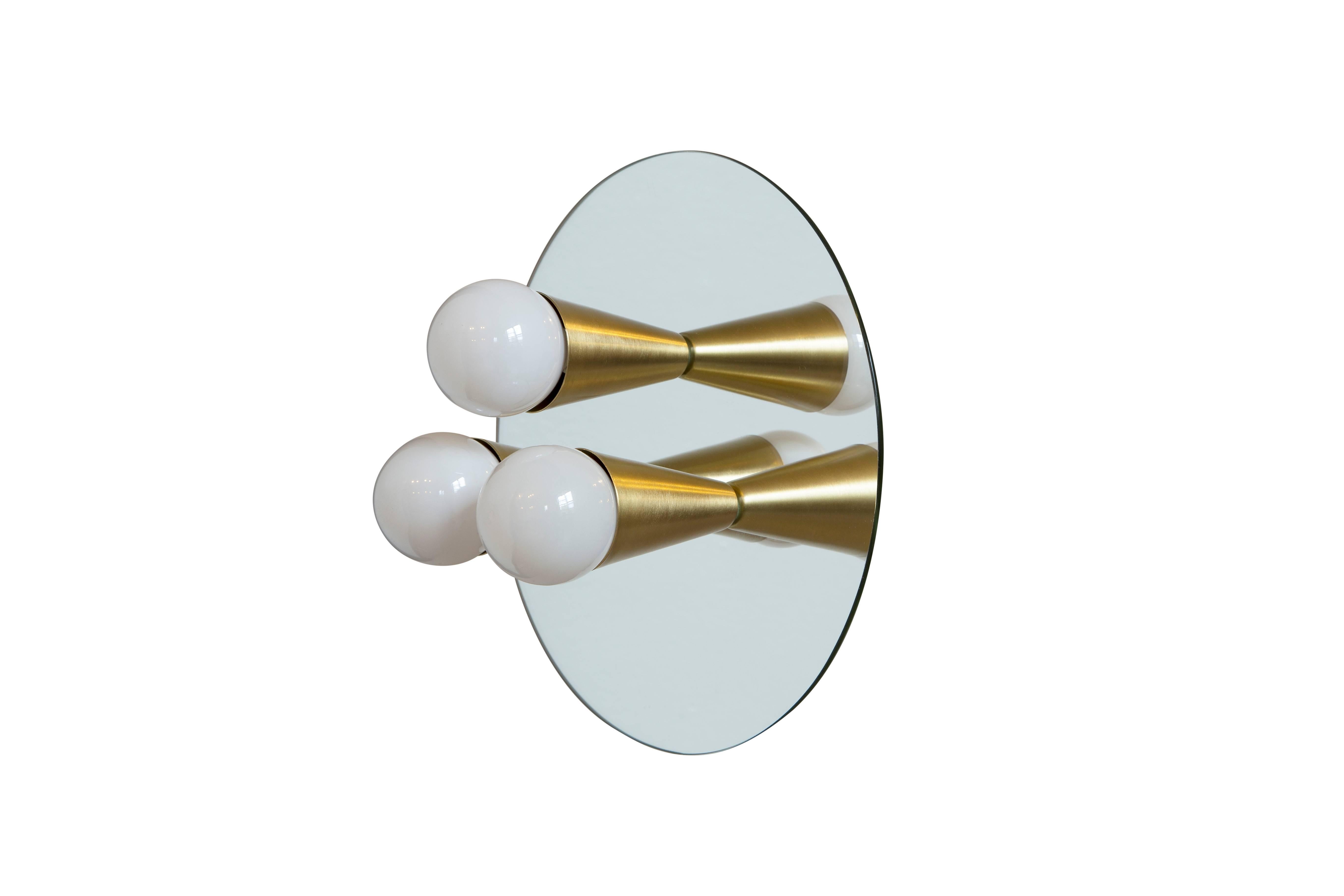 Pair of Echo Three Flush Mounts in Brass from Souda, in Stock In New Condition For Sale In Brooklyn, NY