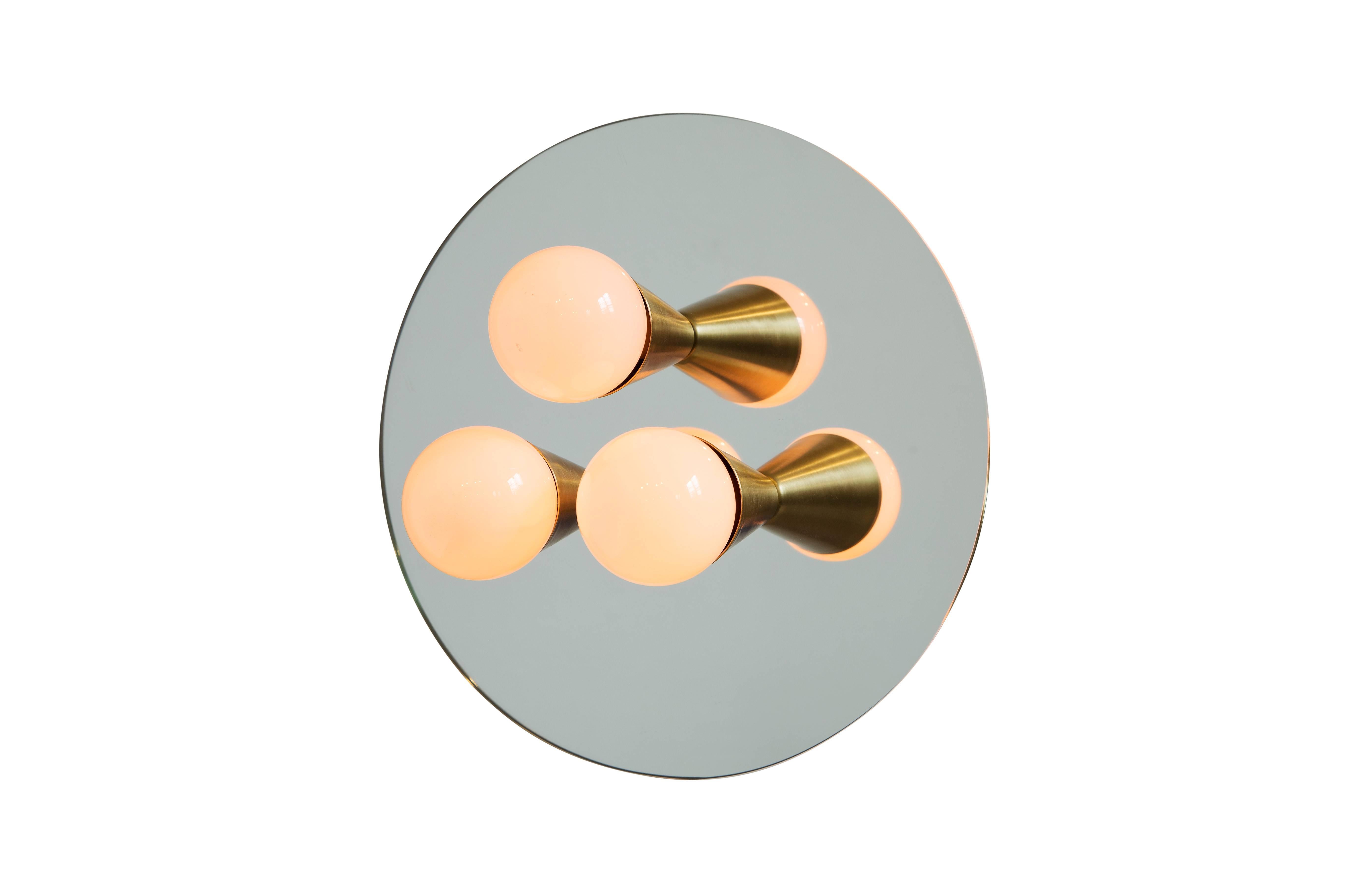 Contemporary Pair of Echo Three Flush Mounts in Brass from Souda, in Stock For Sale