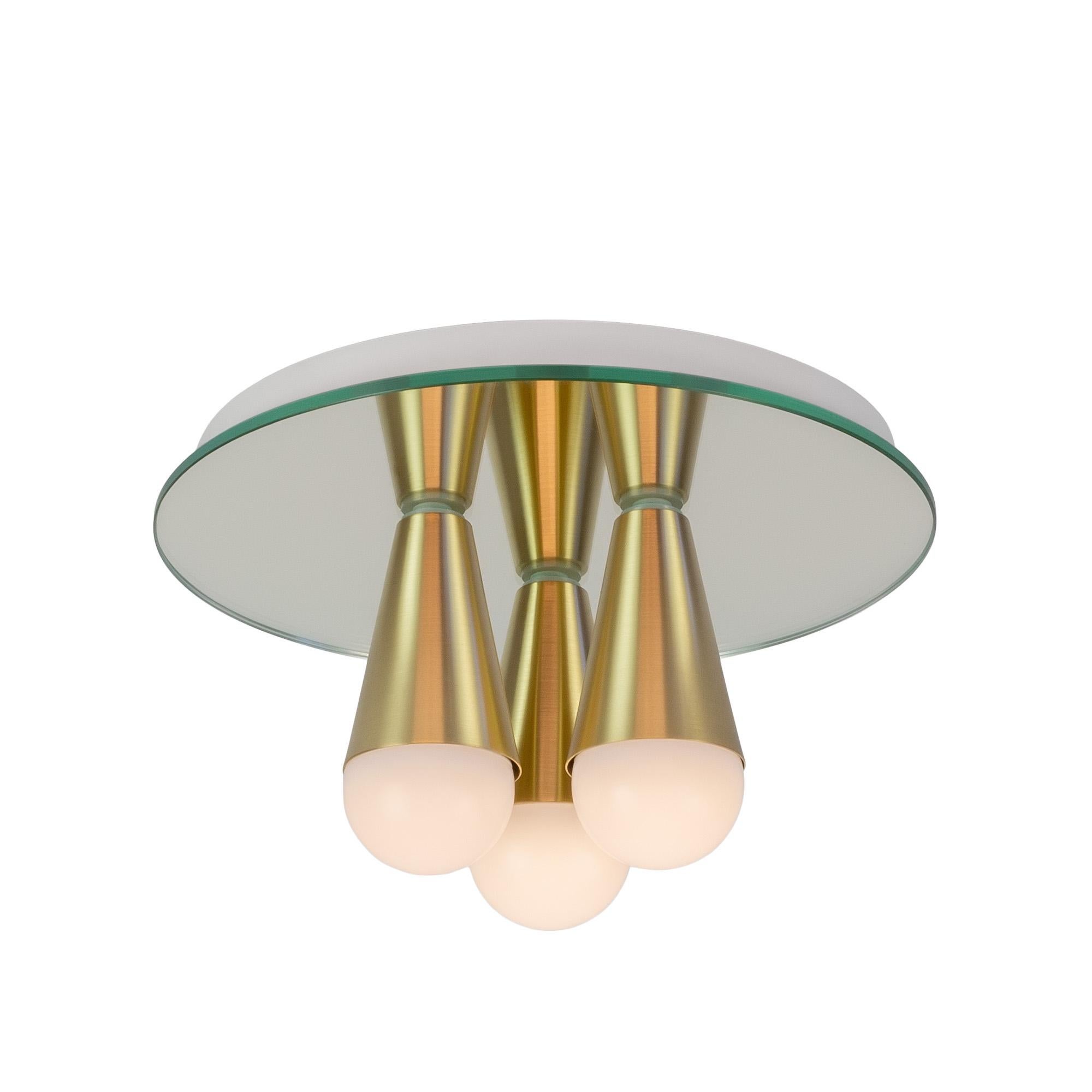 Modern Pair of Echo Three Flush Mounts in Brass from Souda, Made to Order For Sale