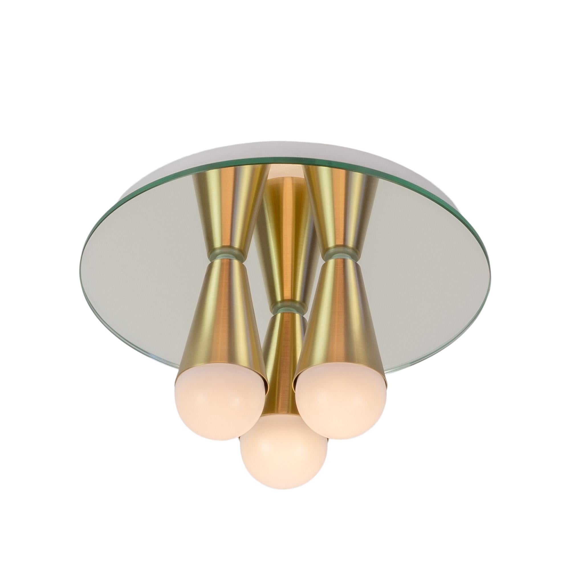 American Pair of Echo Three Flush Mounts in Brass from Souda, Made to Order For Sale