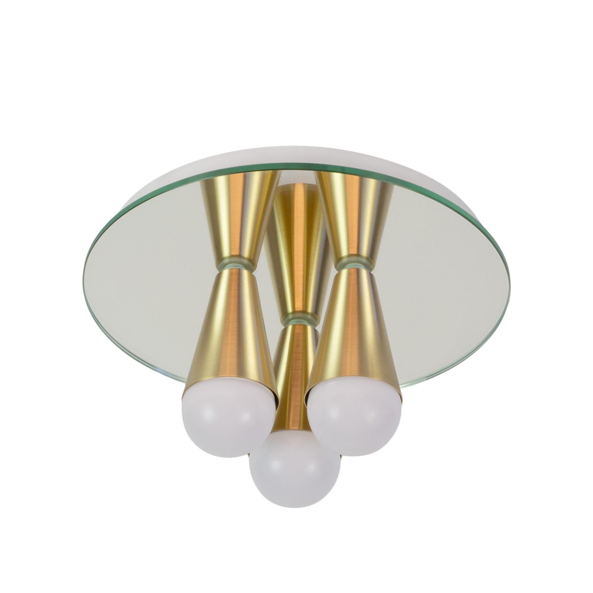 Powder-Coated Pair of Echo Three Flush Mounts in Brass from Souda, Made to Order For Sale