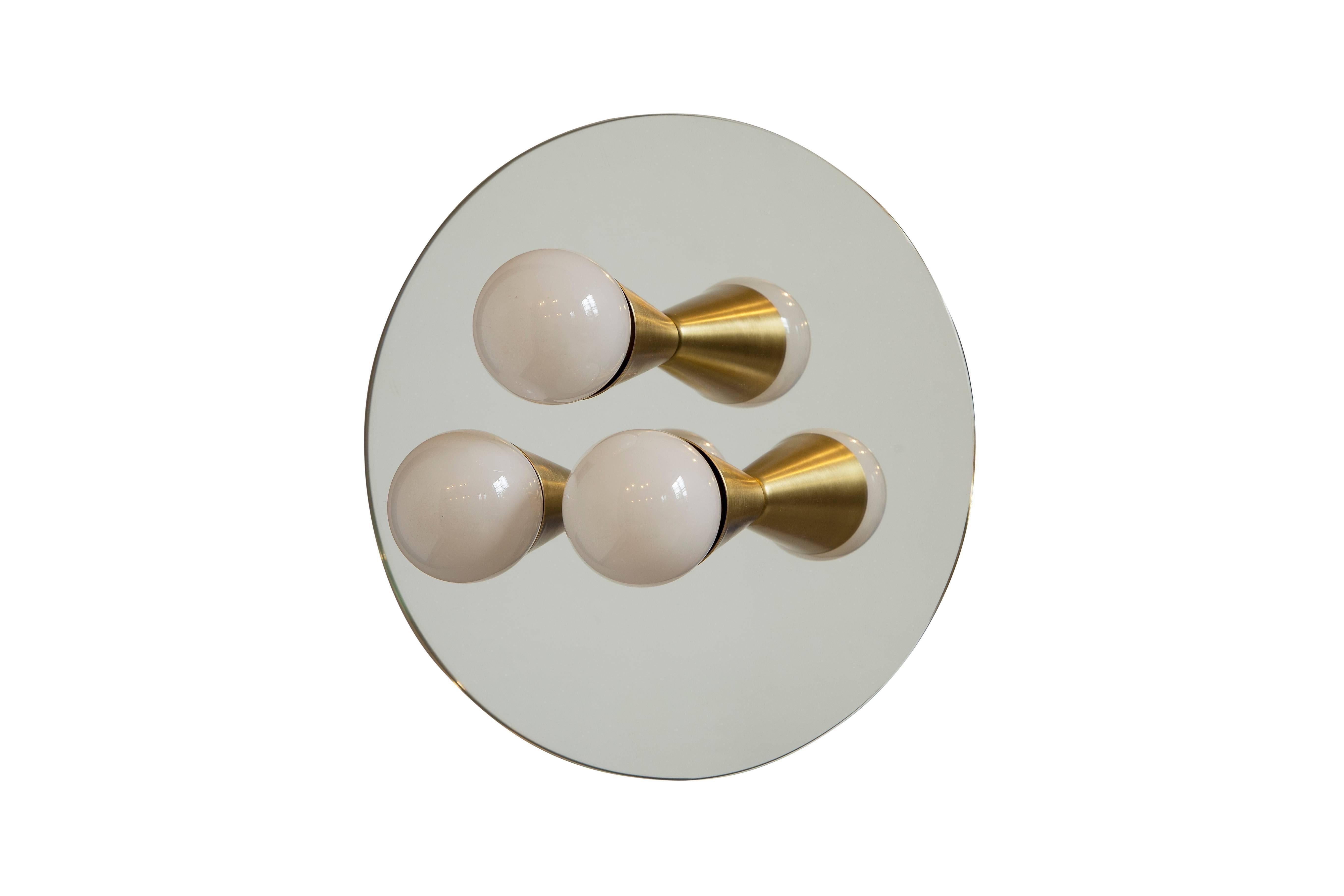Metal Pair of Echo Three Flush Mounts in Brass from Souda, Made to Order For Sale