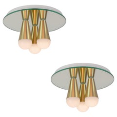 Pair of Echo Three Flush Mounts in Brass from Souda, Made to Order
