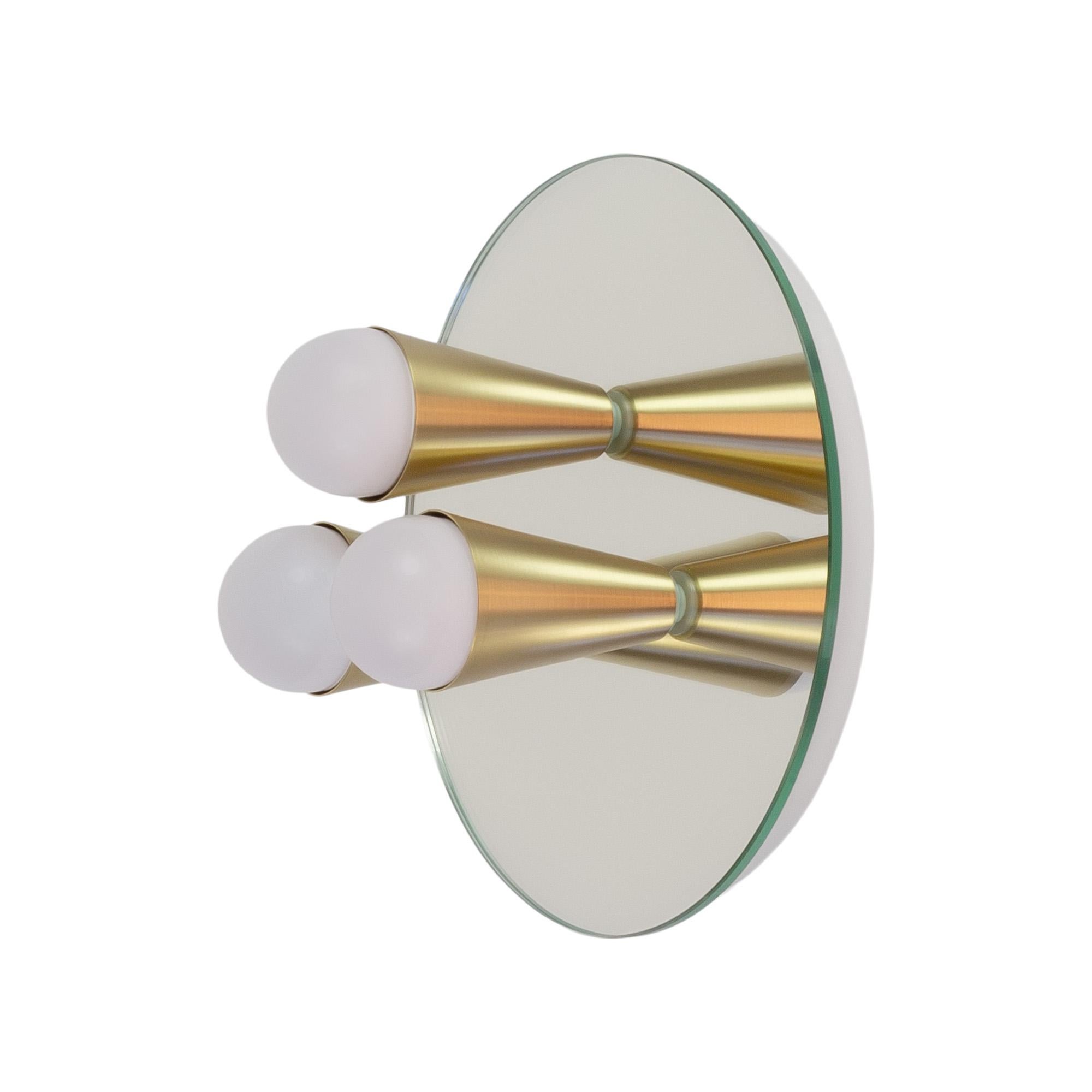 Modern Pair of Echo Three Sconces / Flush Mounts in Brass from Souda, in Stock For Sale