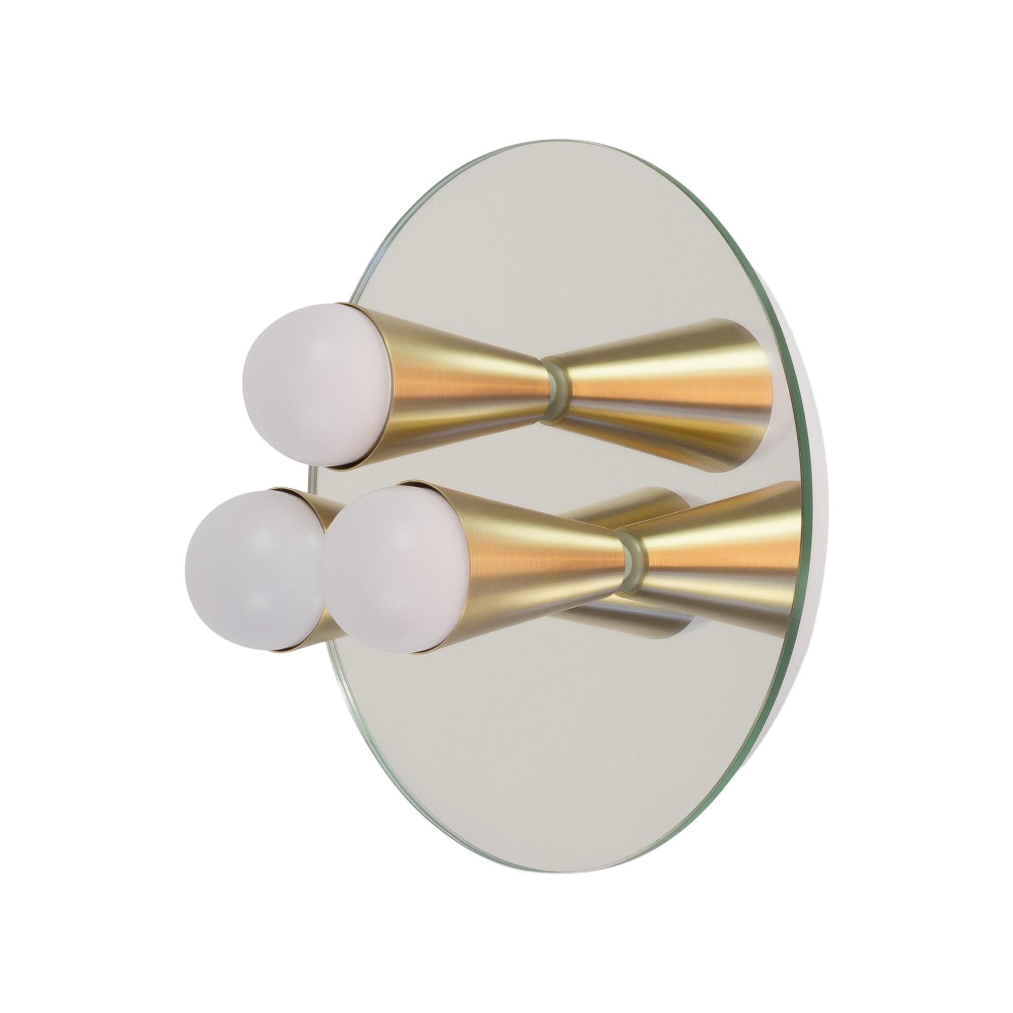 Powder-Coated Pair of Echo Three Sconces / Flush Mounts in Brass from Souda, in Stock For Sale