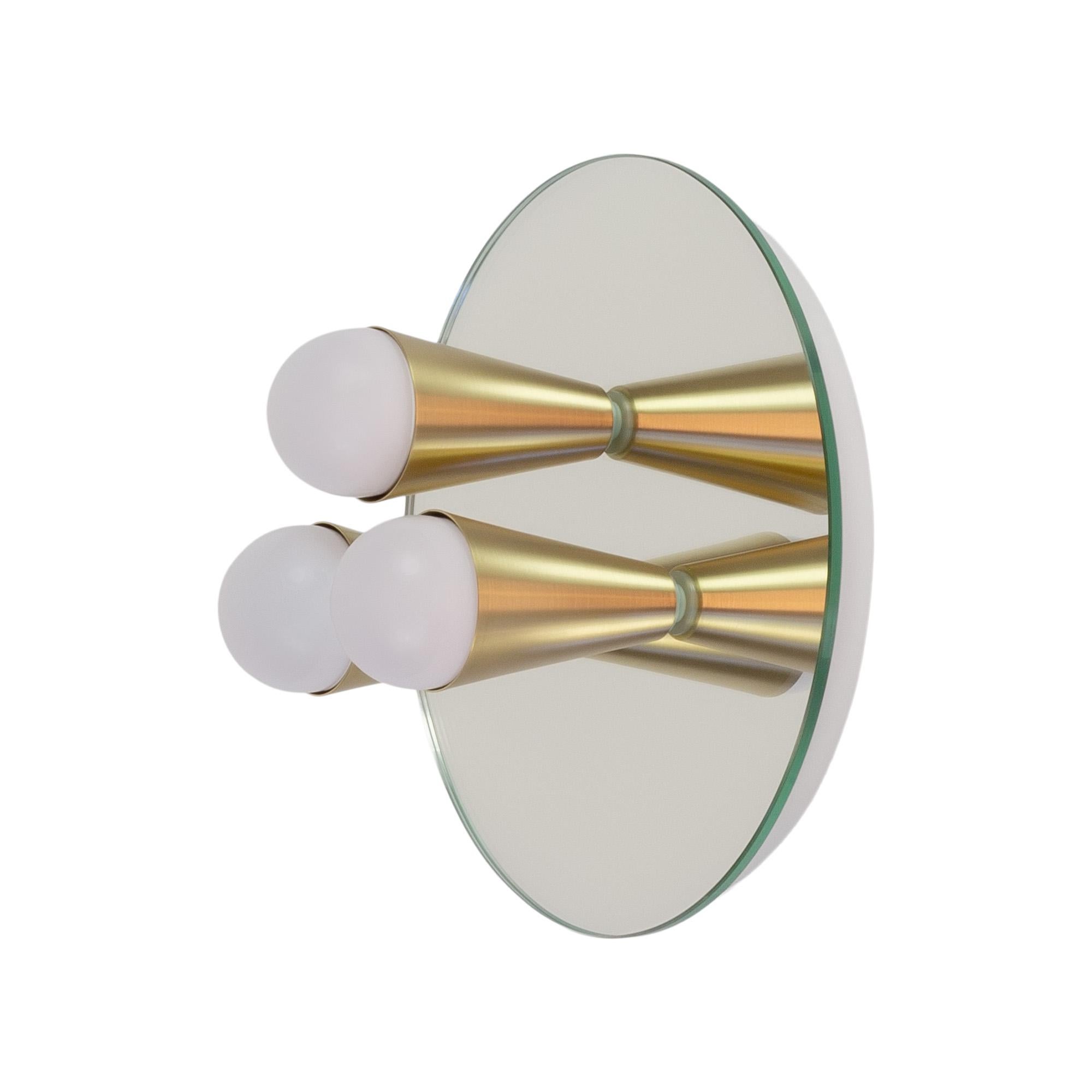 Modern Pair of Echo Three Sconces / Flush Mounts in Brass from Souda, Made to Order For Sale