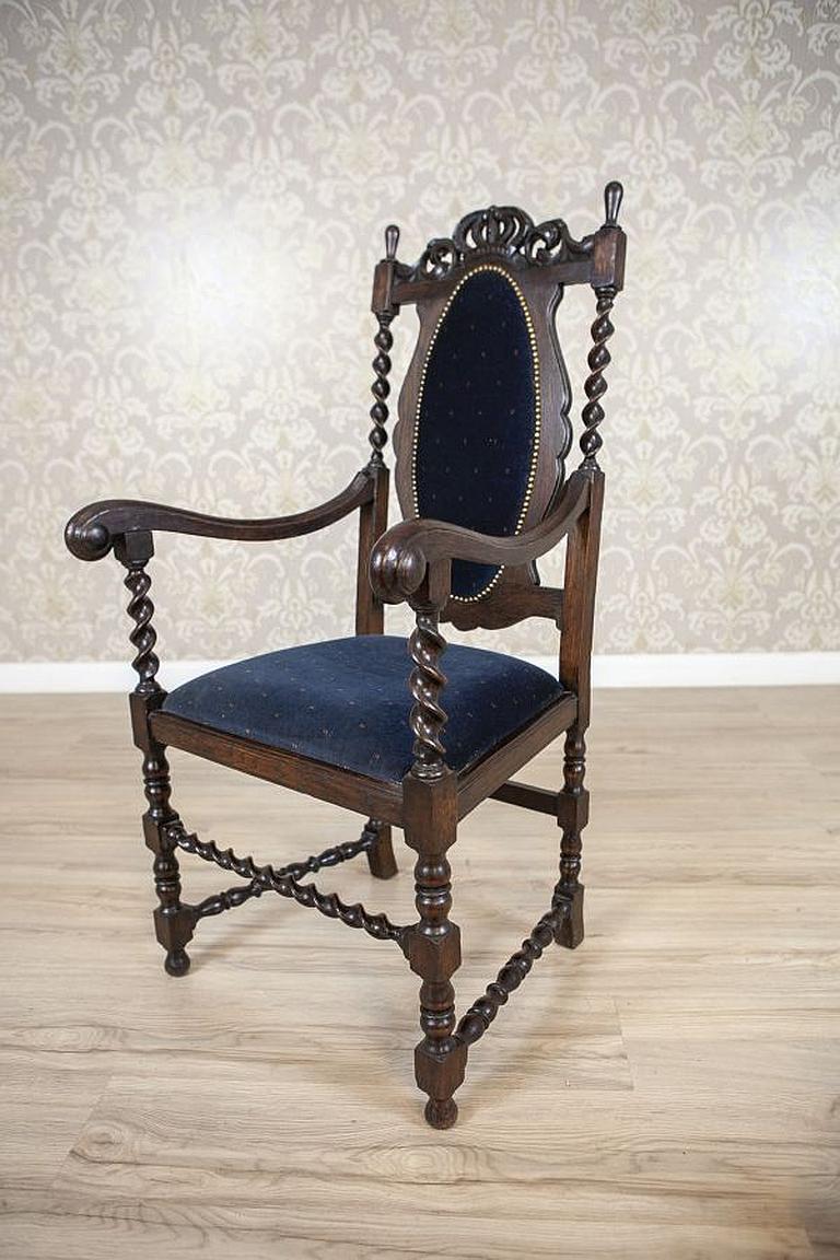 Pair of Eclectic Carved Oak Armchairs from the Late 19th Century For Sale 1