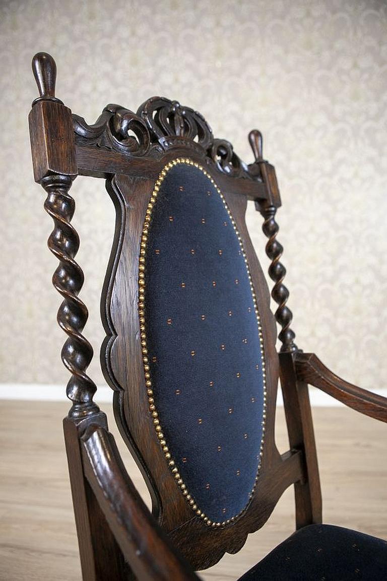 Pair of Eclectic Carved Oak Armchairs from the Late 19th Century For Sale 4
