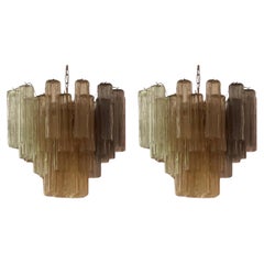 Pair of Eclectic Colorful Murano Chandeliers Tronchi style