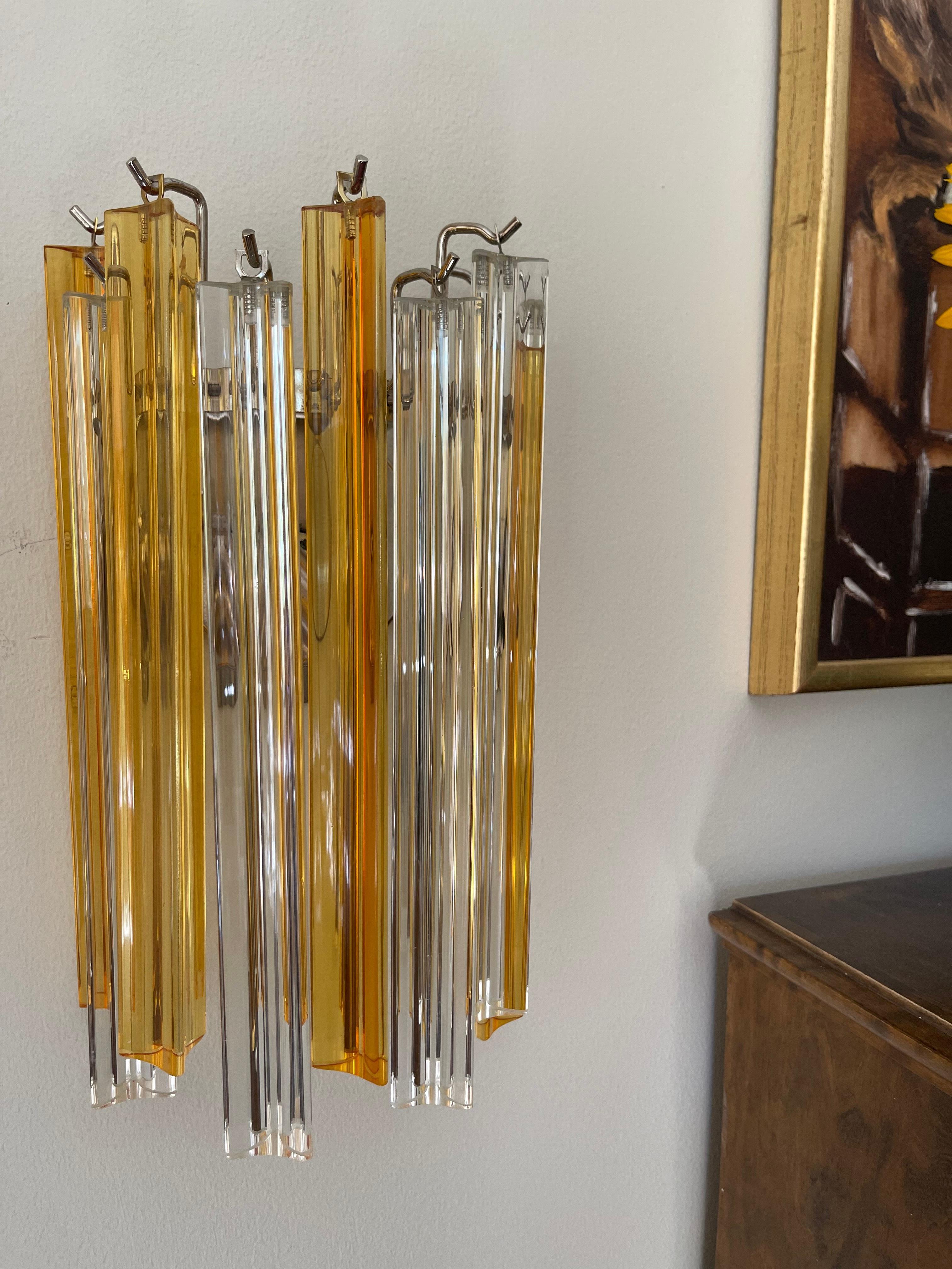 Mid-Century Modern Pair of Eclectic Colorful Murano Wall Sconces For Sale