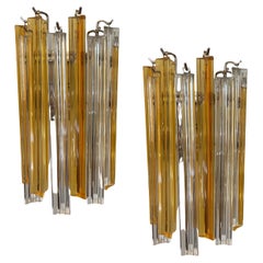 Antique Pair of Eclectic Colorful Murano Wall Sconces