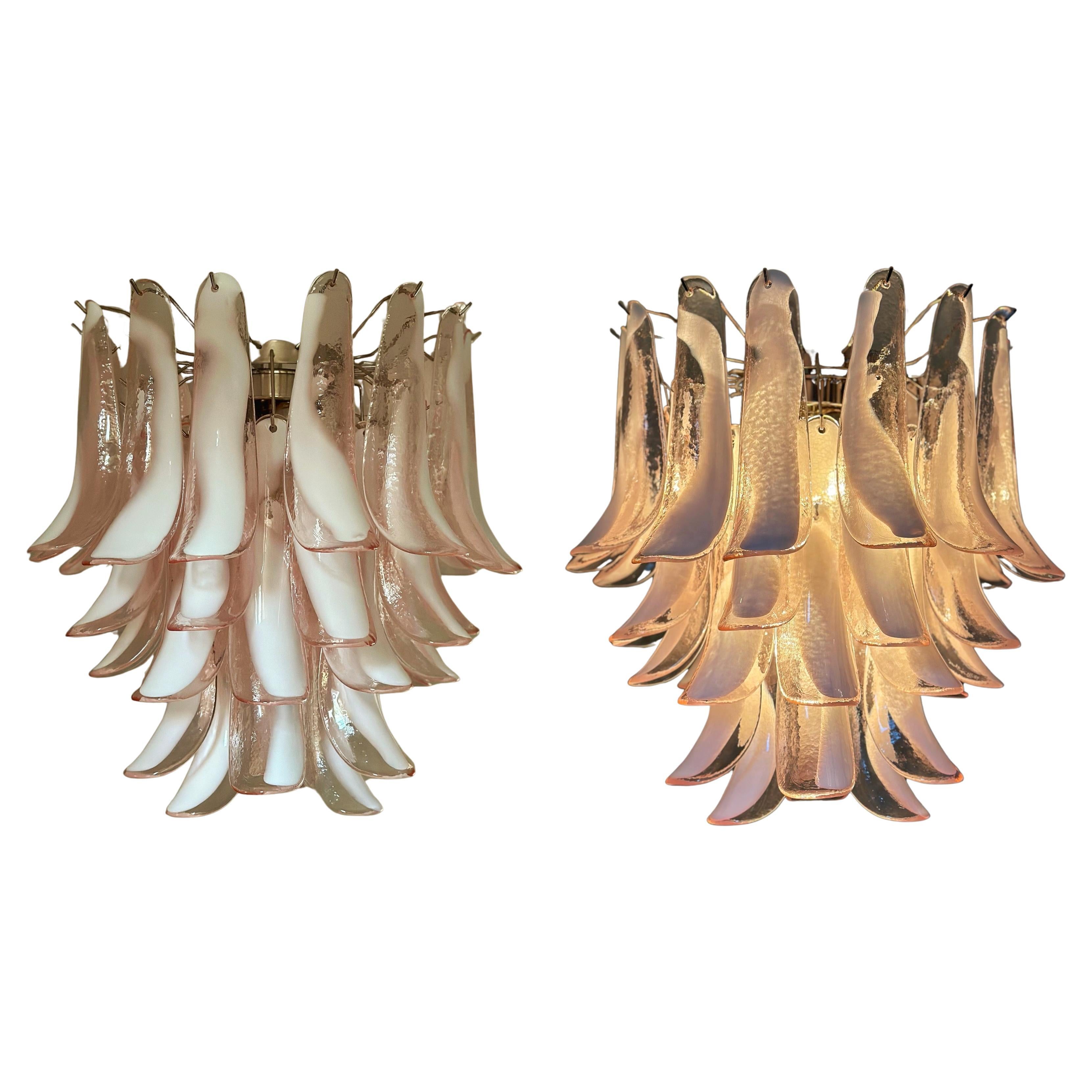 Paar eklektische rosa Flamingo-Murano-Kronleuchter