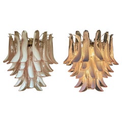 Paar eklektische rosa Flamingo-Murano-Kronleuchter