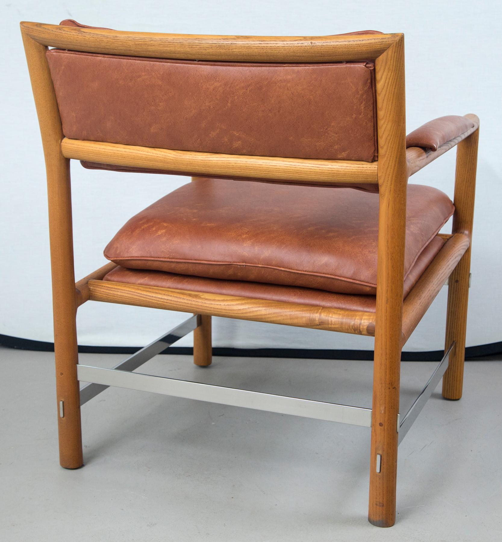 American Pair of Ed Wormley for Dunbar Brown Leather Chairs