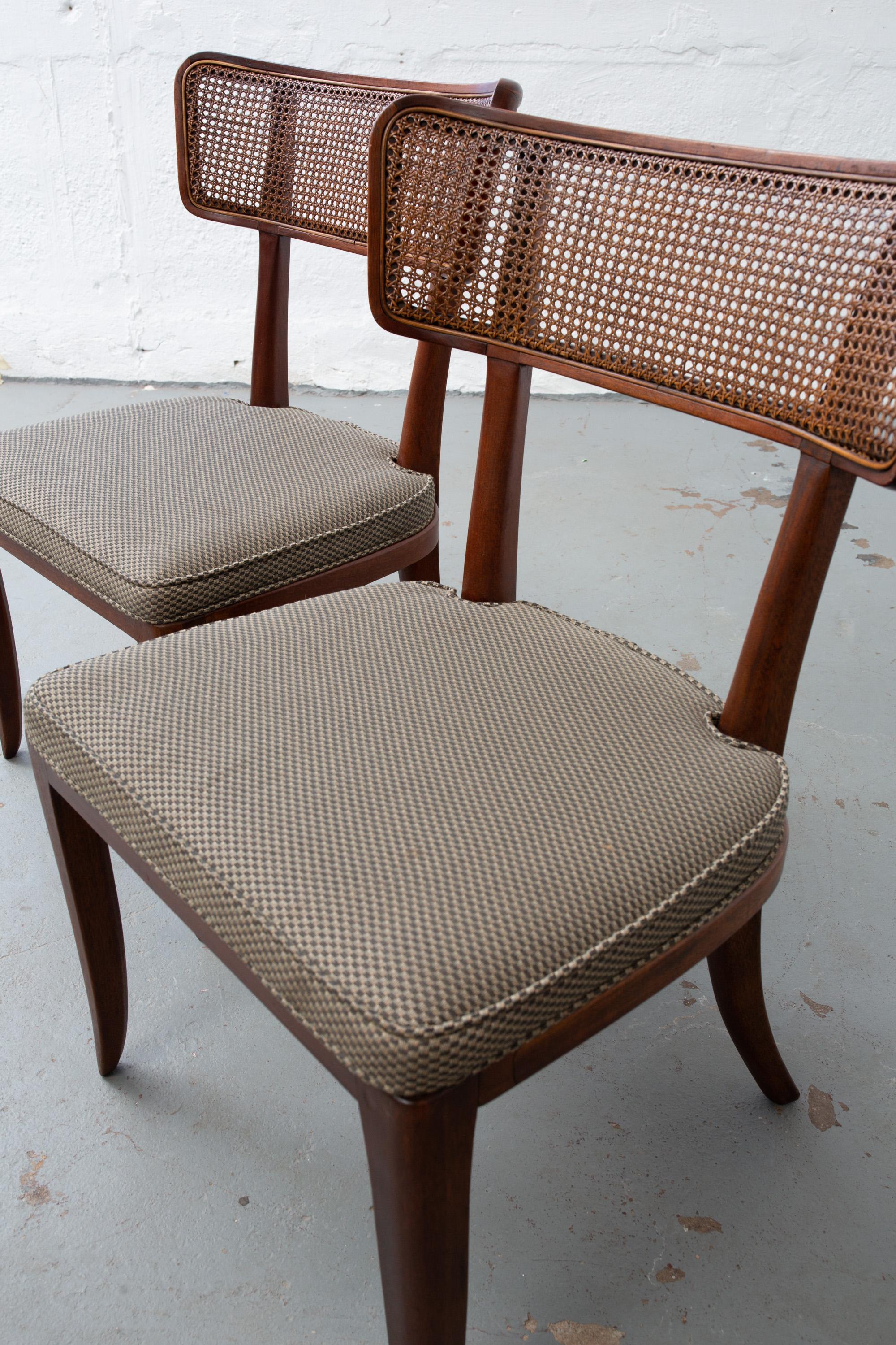 Pair of Ed Wormley Style Cane Back Side Chairs In Good Condition In New York, NY