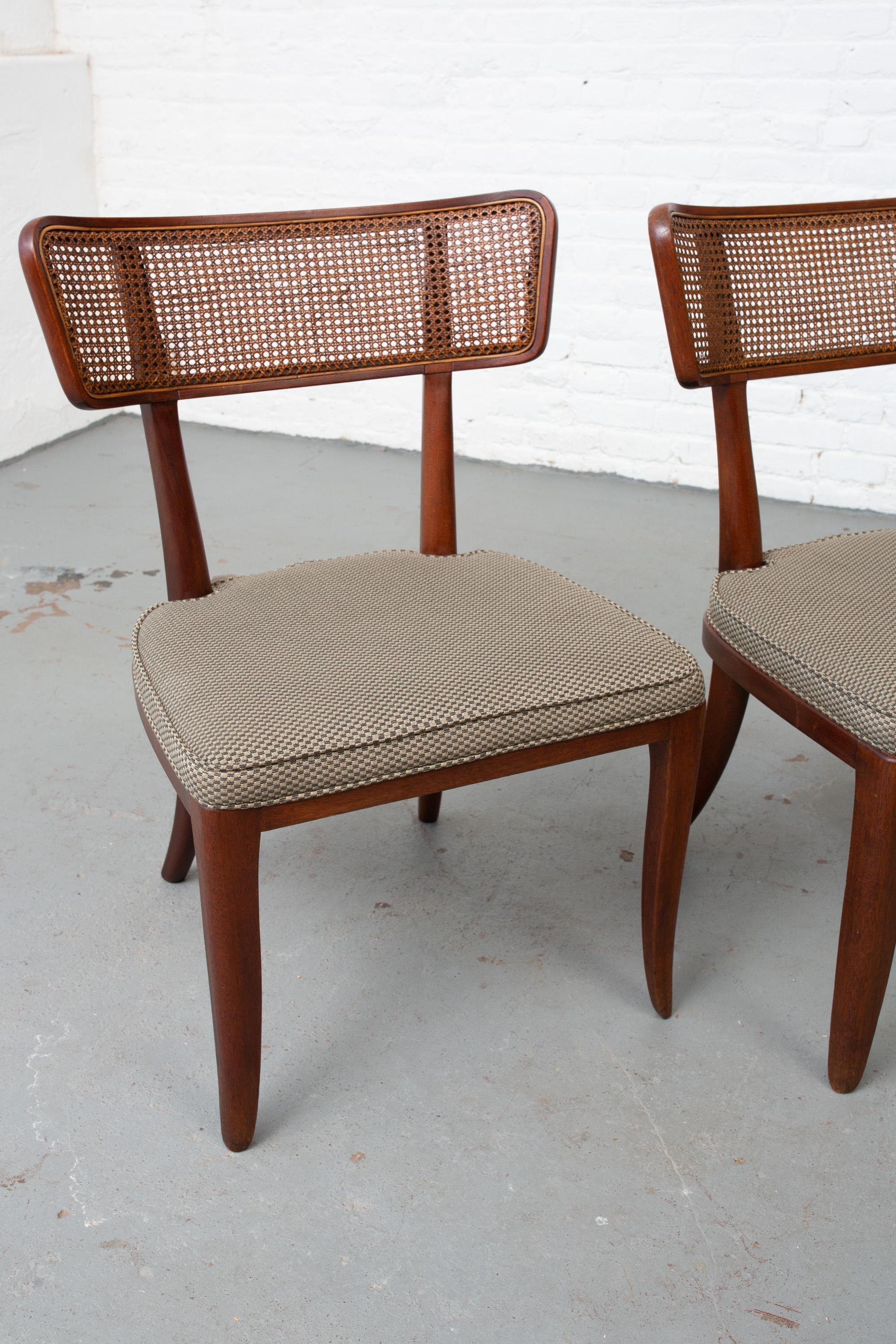 Pair of Ed Wormley Style Cane Back Side Chairs 1