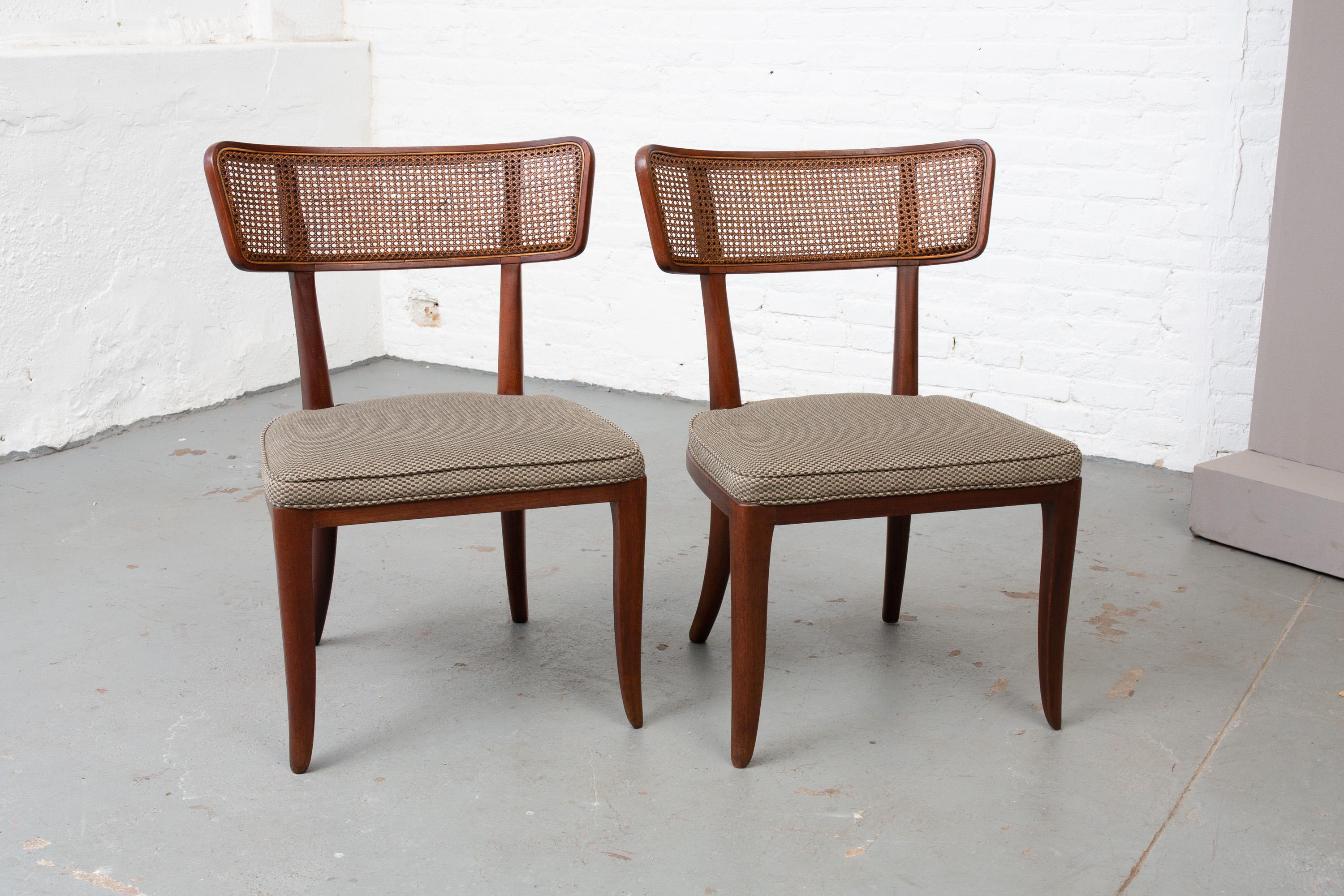 Pair of Ed Wormley Style Cane Back Side Chairs 2