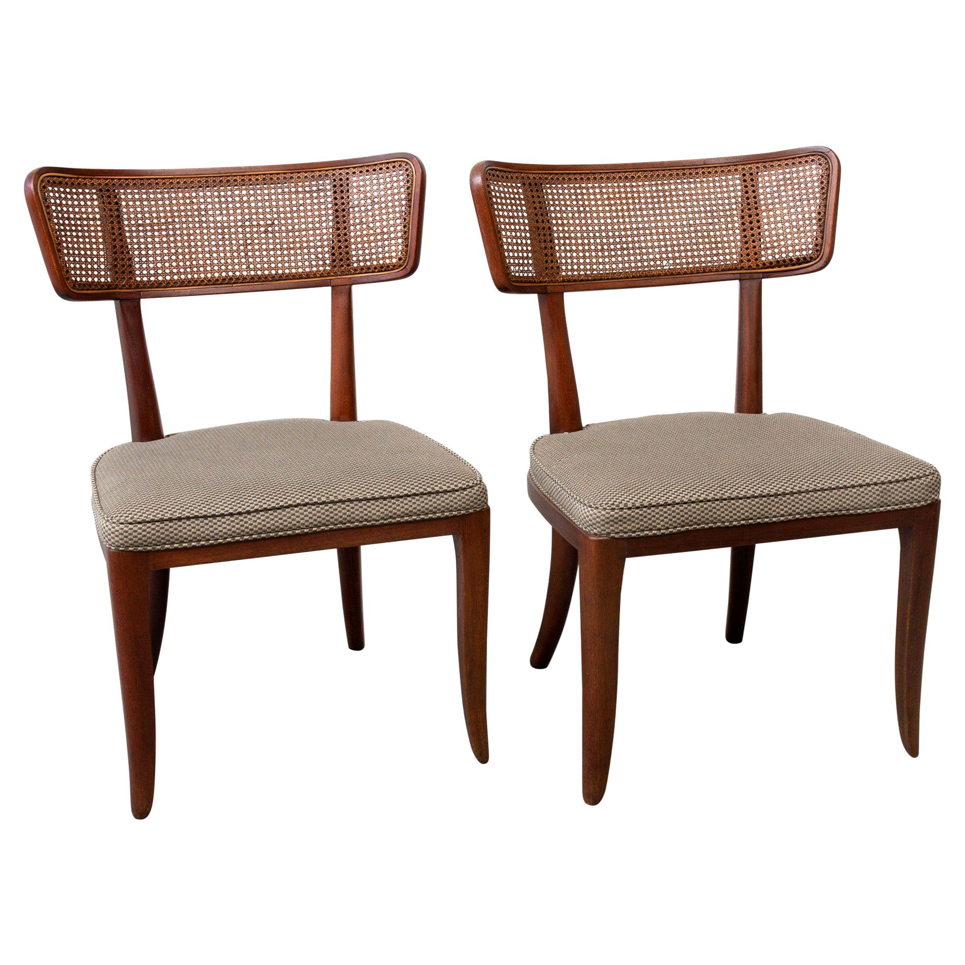 Pair of Ed Wormley Style Cane Back Side Chairs