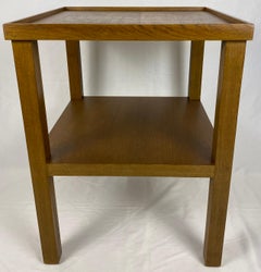 Pair Edward Wormley Style Wooden Two Tier End/Side Tables, MCM Oak Nightstands