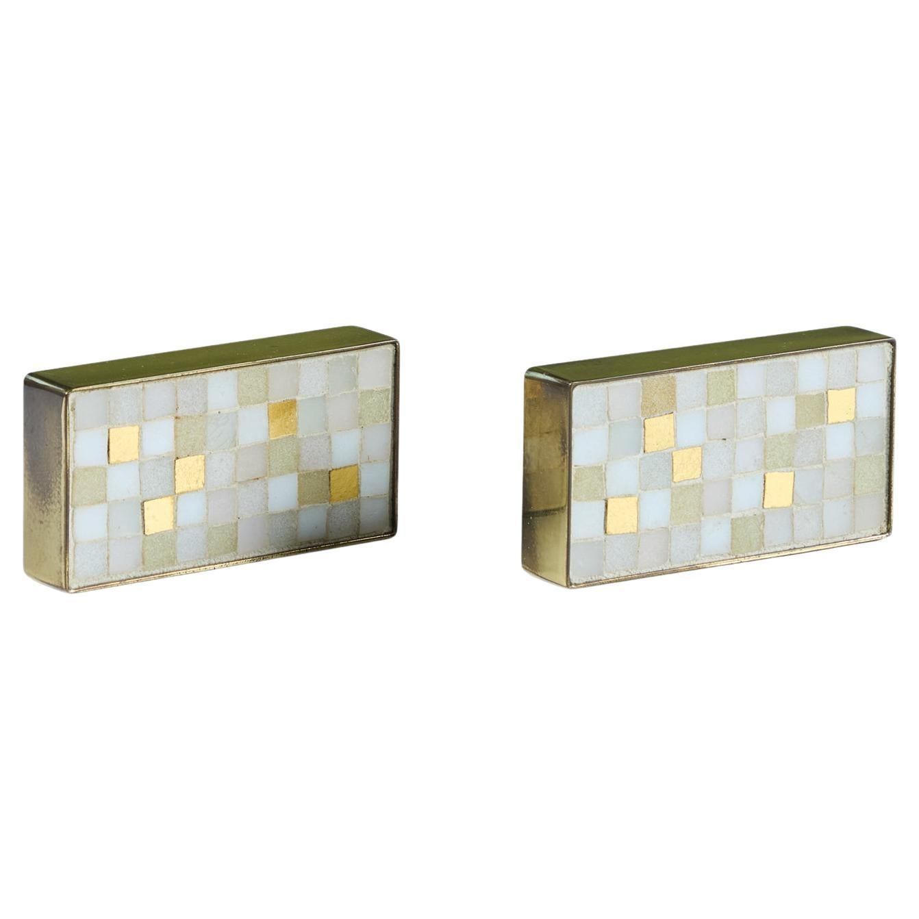Pair of Eddie Egan Mosaic Tile Door Pulls