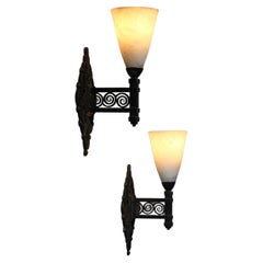 pair of Edgar Brandt 1930s art deco sconces