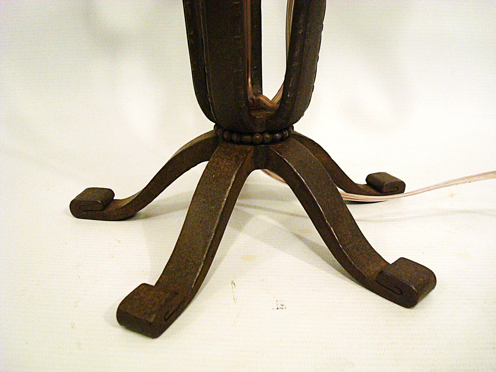 Paire de lampes de table en fer forgé Edgar Brandt. The S.S France Bon état - En vente à Buenos Aires, Olivos