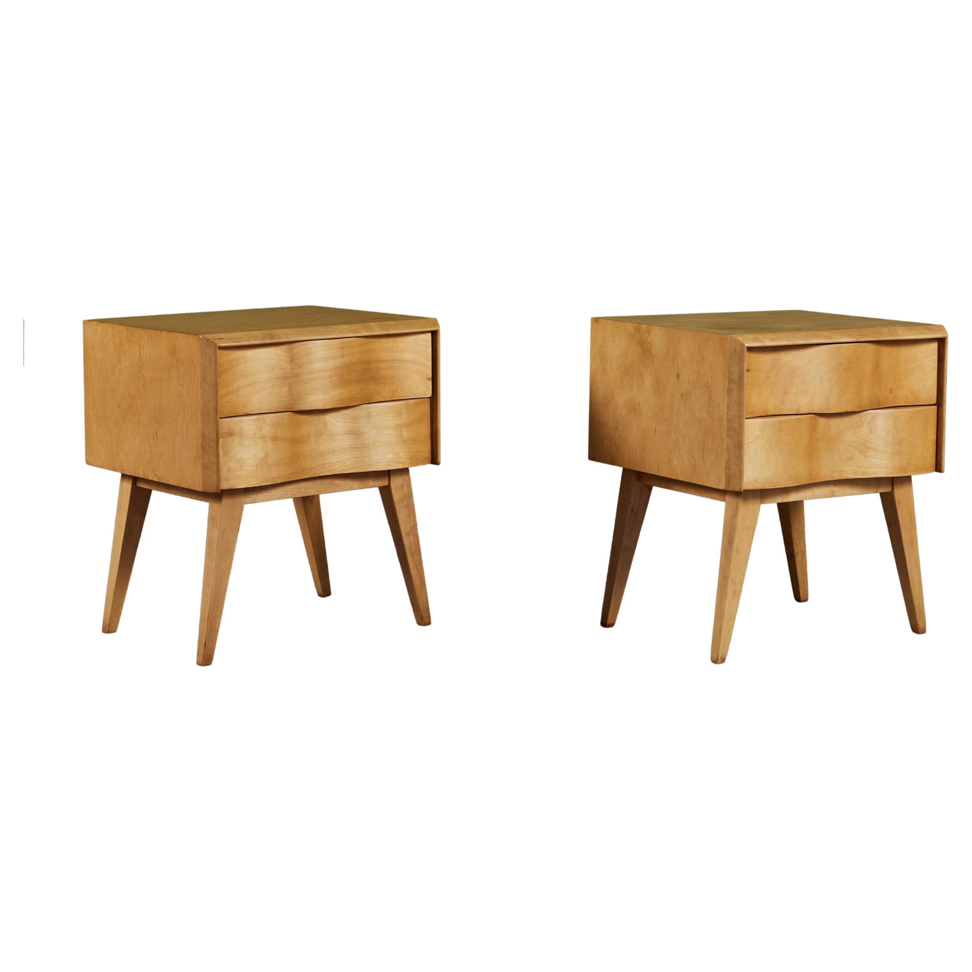 Pair of Edmond J. Spence Wave Nightstands