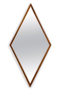 Pair of Edmond Spence American Mid-Century Diamond Walnut Framed Mirrors