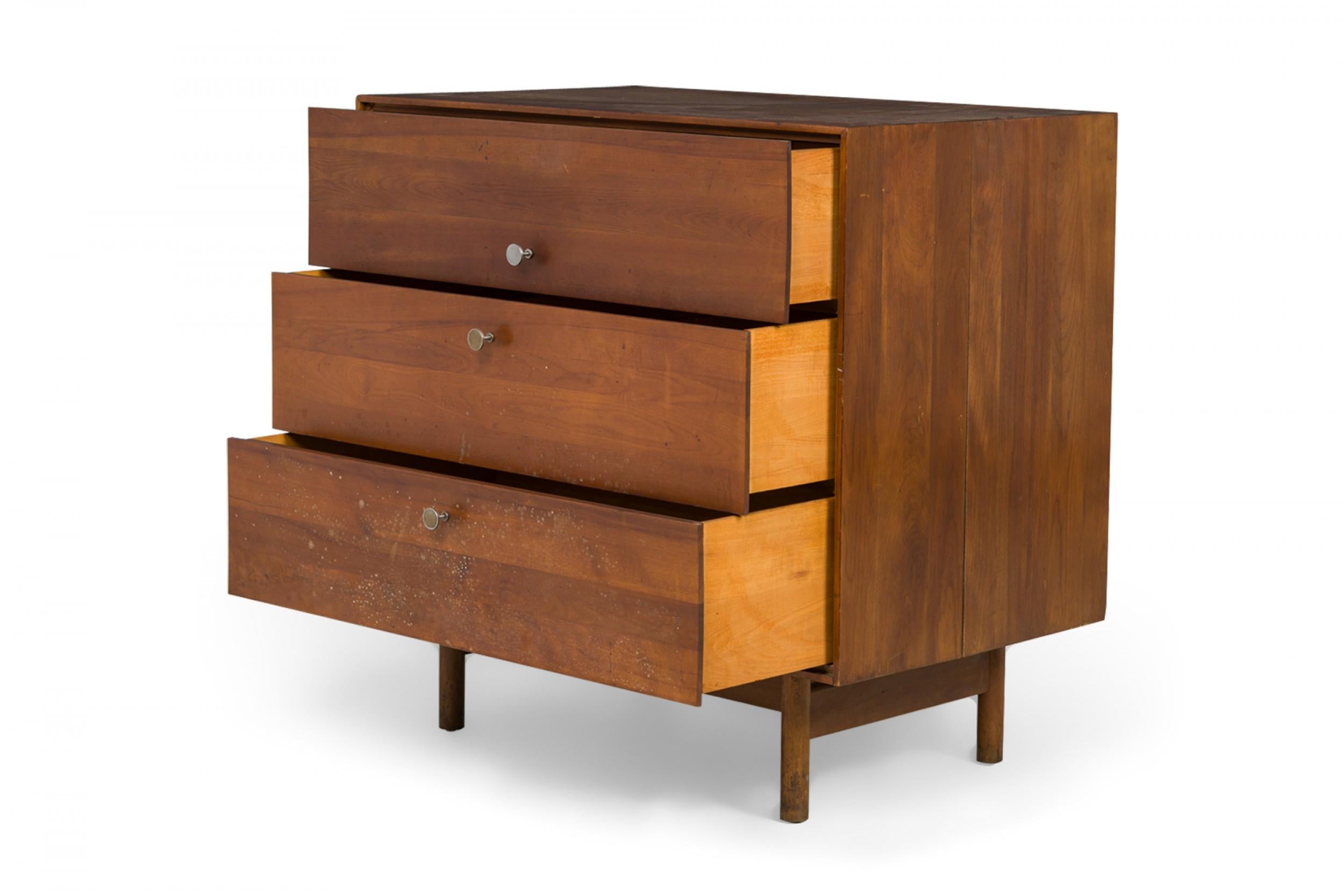 Pair of Edmond Spence for Whitney Furniture Co. 3-Drawer Walnut Chest For Sale 4