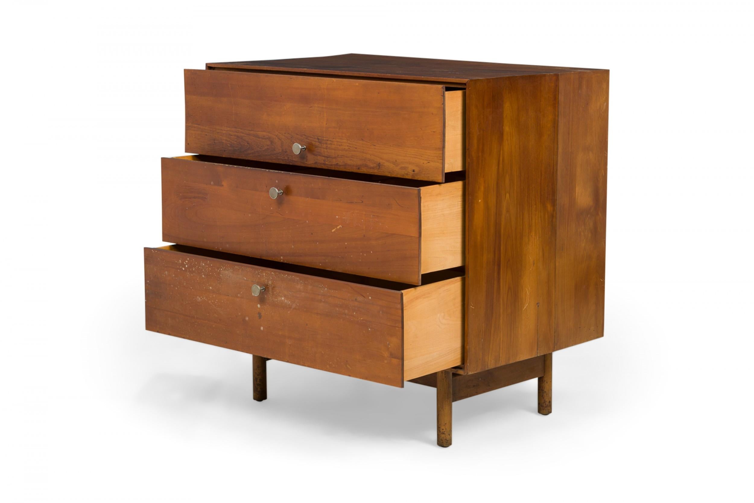 Pair of Edmond Spence for Whitney Furniture Co. 3-Drawer Walnut Chest In Good Condition For Sale In New York, NY